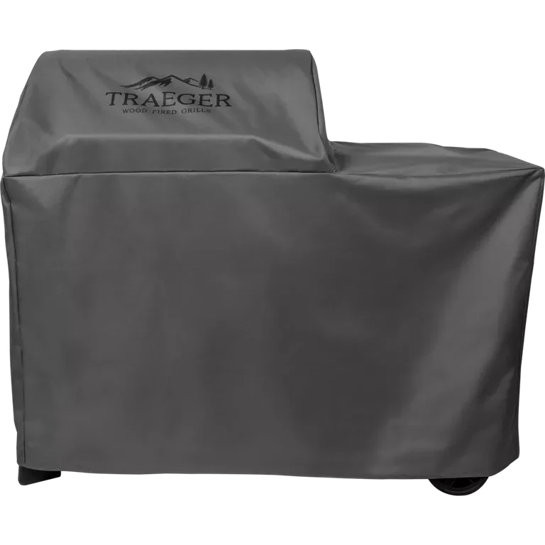 Traeger Woodridge full-length BBQ cover from BBQ and Fireplace Centre, weather-resistant outdoor grill accessory.