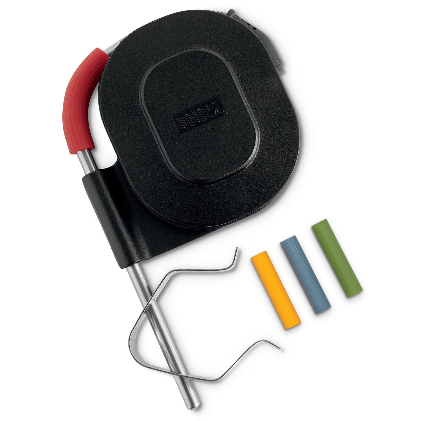 Weber Ambient Probe thermometer for grilling, stainless steel utensil with digital display and probe for accurate temperature readings.