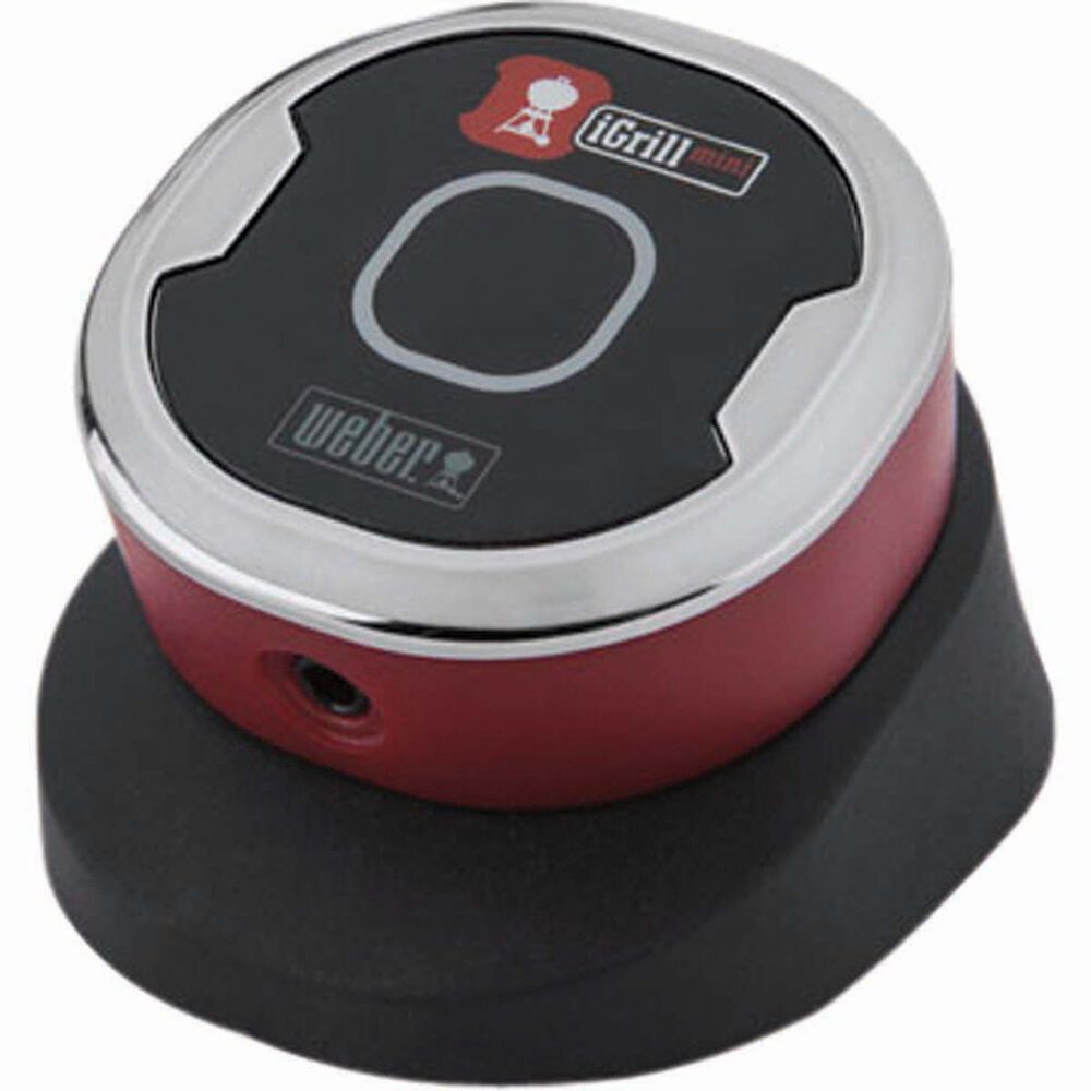 Weber iGrill Mini digital thermometer with probe for precise grilling temperature monitoring, shown with its accessories.