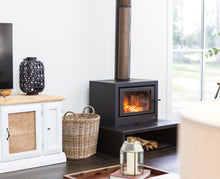 Load image into Gallery viewer, Kemlan Cube Freestanding Wood Fireplace Black
