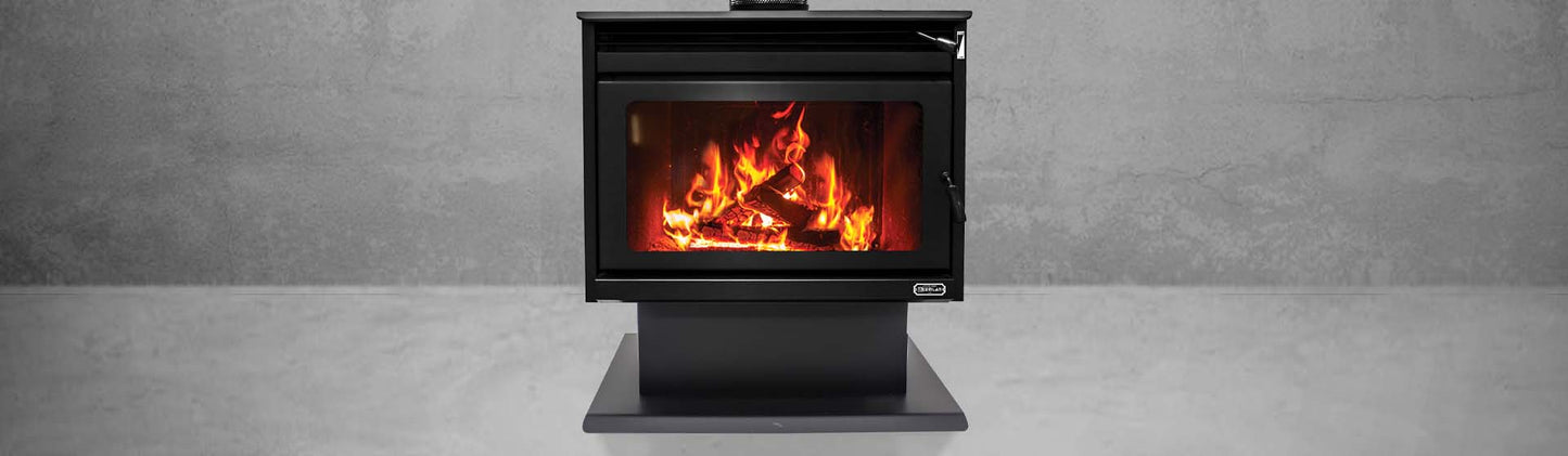 Kemlan XL Freestanding Wood Fireplace With Fan Black