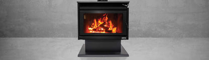 Kemlan XL Freestanding Wood Fireplace With Fan Black