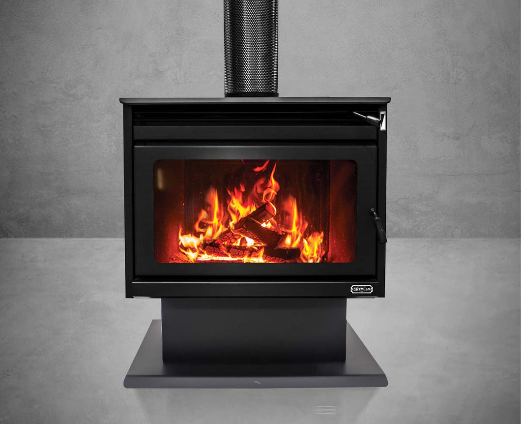 Kemlan XL Freestanding Wood Fireplace With Fan Black